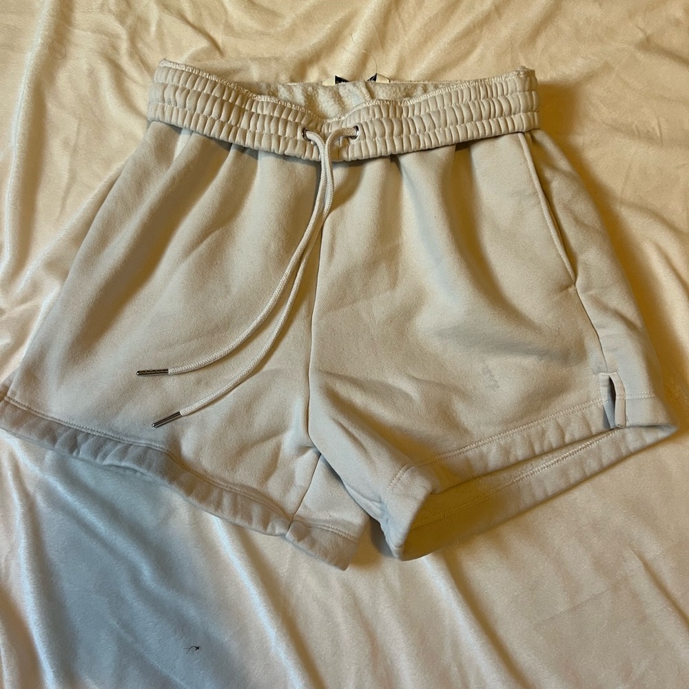 Abercrombie High-Rise Drawstring Women’s Sweat Shorts in Light Beige